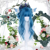 Homochromatic Blue Gradient Long Curly Sweet Lolita Wigs